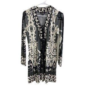 Analili Black and Cream Patterned Dress Long Sleeve‎ Size Small